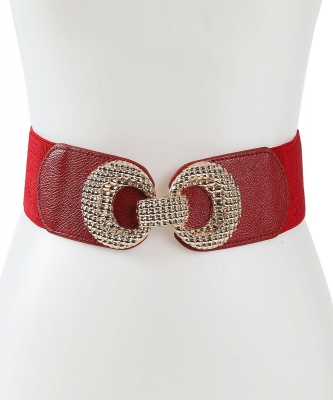 Round Buckle Stretch Fashion Belt BT320048 RED
